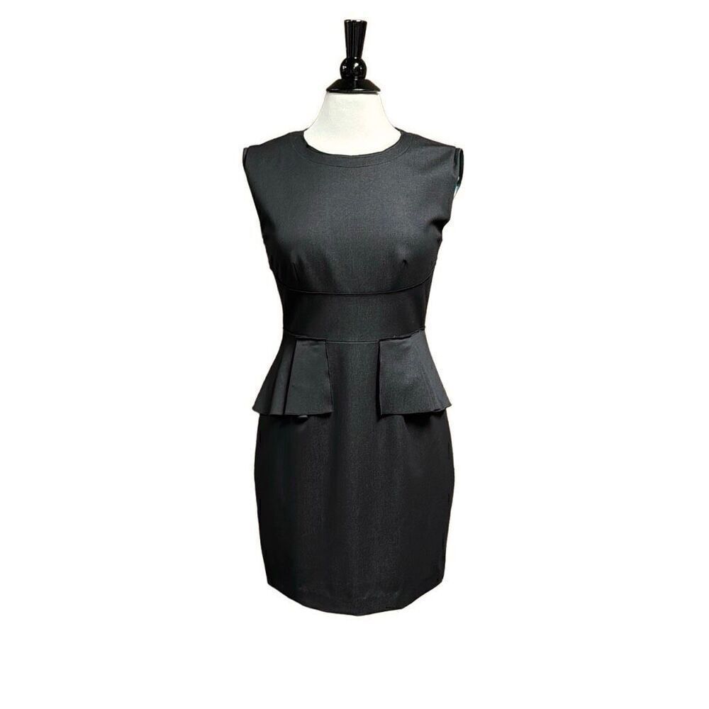 Tahari Myra Black Sleeveless Peplum Dress Size 6 NEW